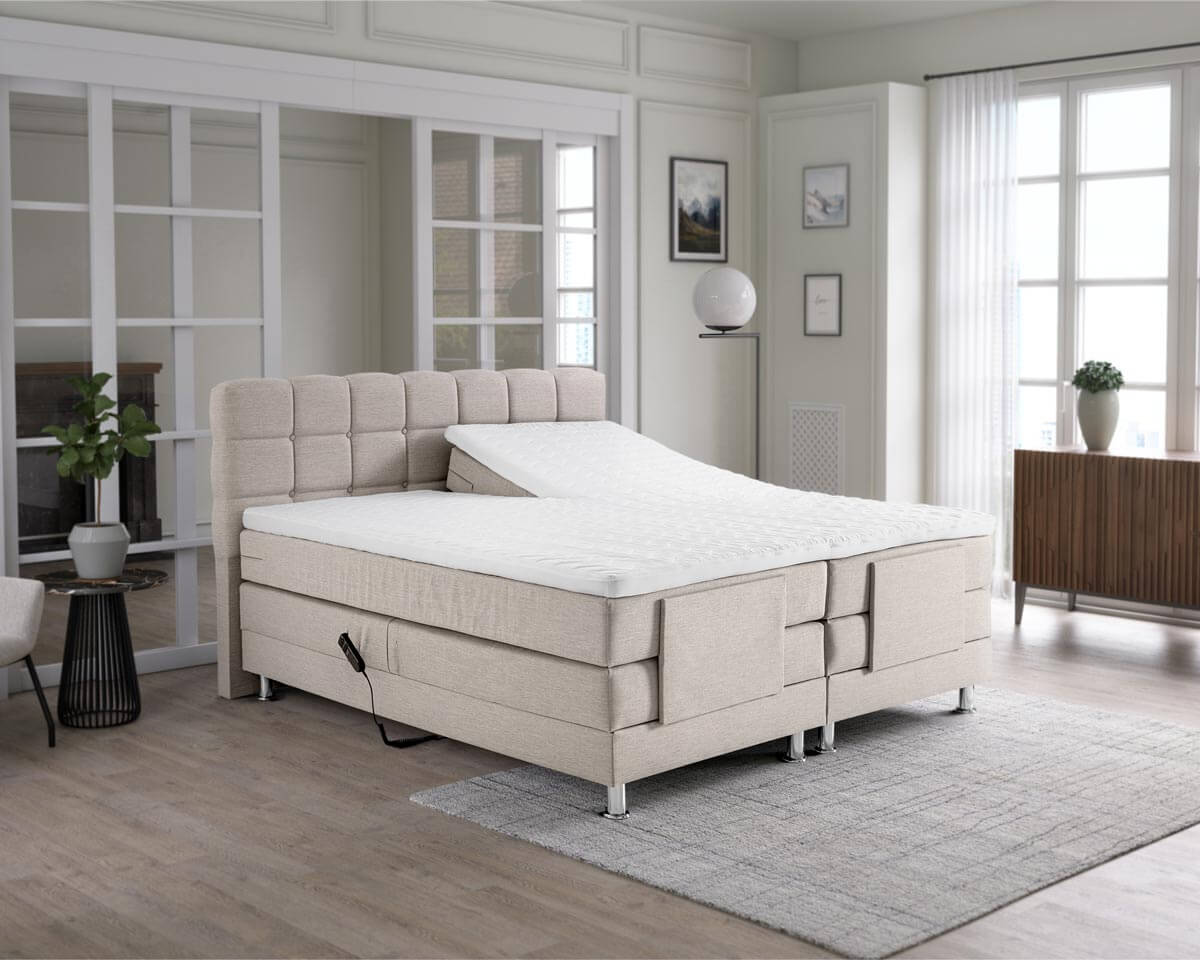 boxspring elektrisch tweepersoons beige arizona 1